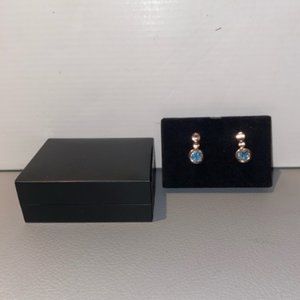 NWOT R.H. Macy & Co. Rose Gold Drop Earrings With Blue Semi Precious Stones